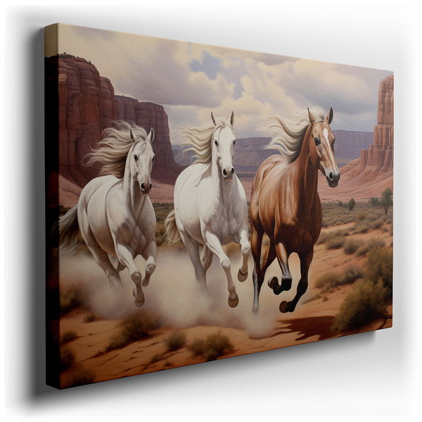 Galloping Horses Canvas Wall Art for Office Decor