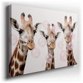 Three Joyful Giraffes - Whimsical Delight Canvas Wall Art