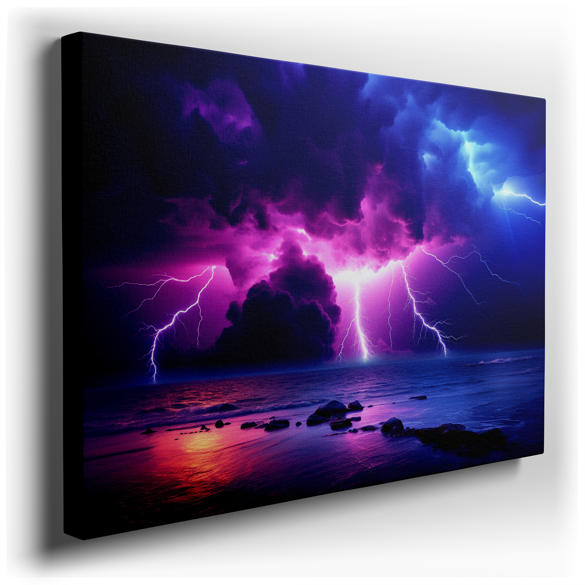 Thunderstorm Over the Ocean: Showcasing the Wild Power and Beauty of Nature - Large Wall Art, Canvas Wall Art, Wall