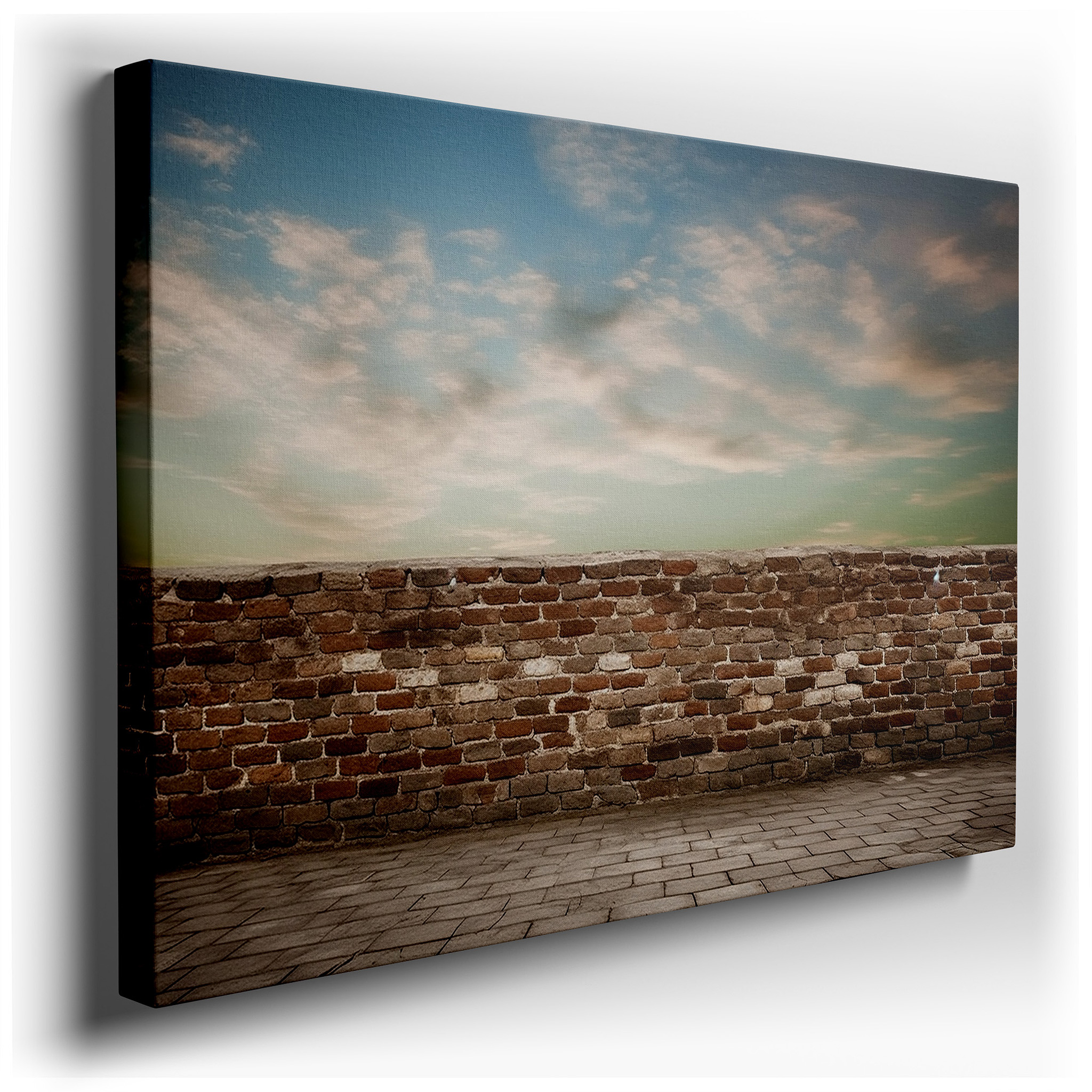 Timeless Blend of Aged Bricks and Evening Sky Large Wall Art, Canvas Wall Decor for Office, Bedroom, and Living Room