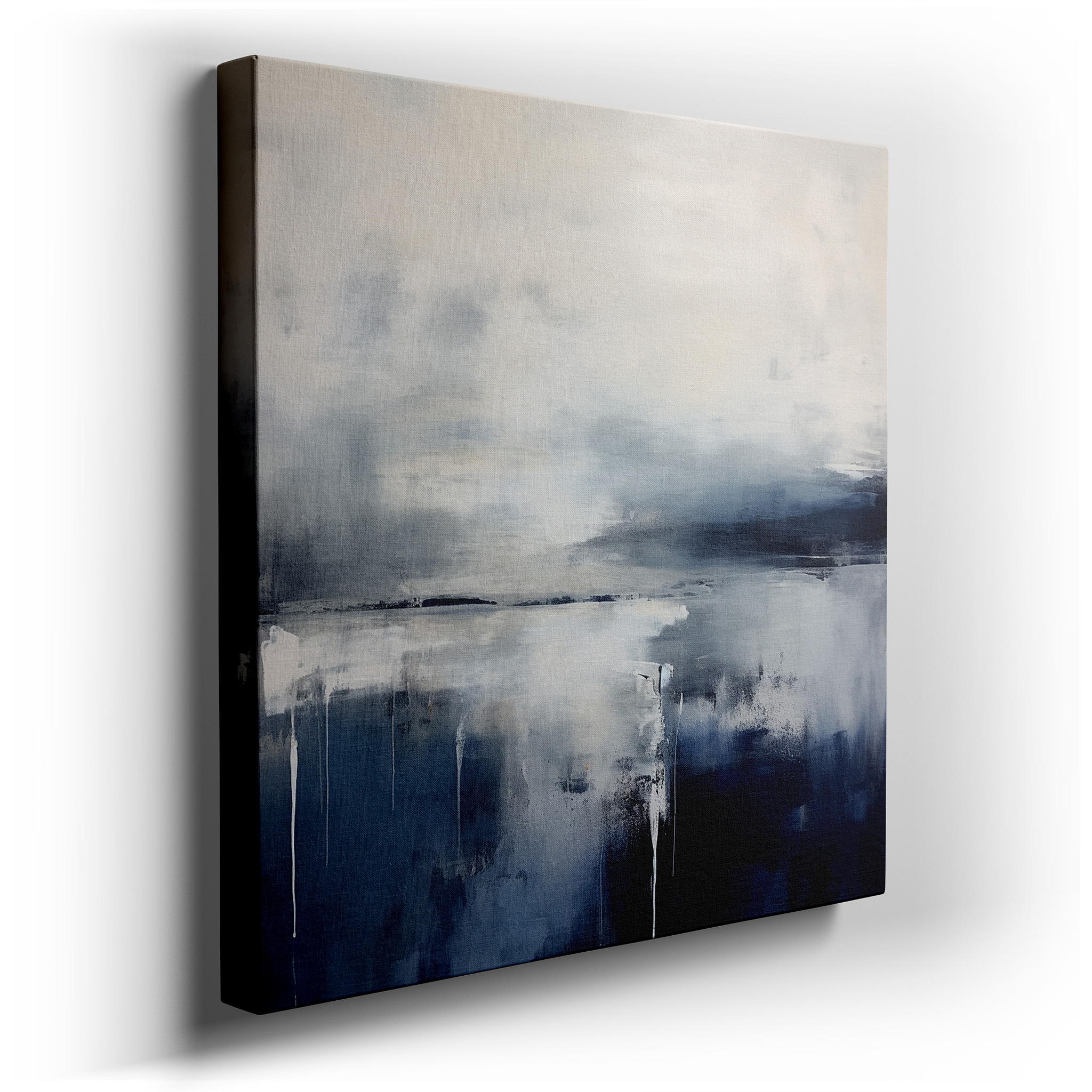 Tranquil Abstract Landscape in Soft Blues and Grays, Large Wall Art for a Peaceful Atmosphere, Canvas Wall Art, Decor