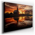 Tranquil Church Silhouette at Sunset - Canvas Art