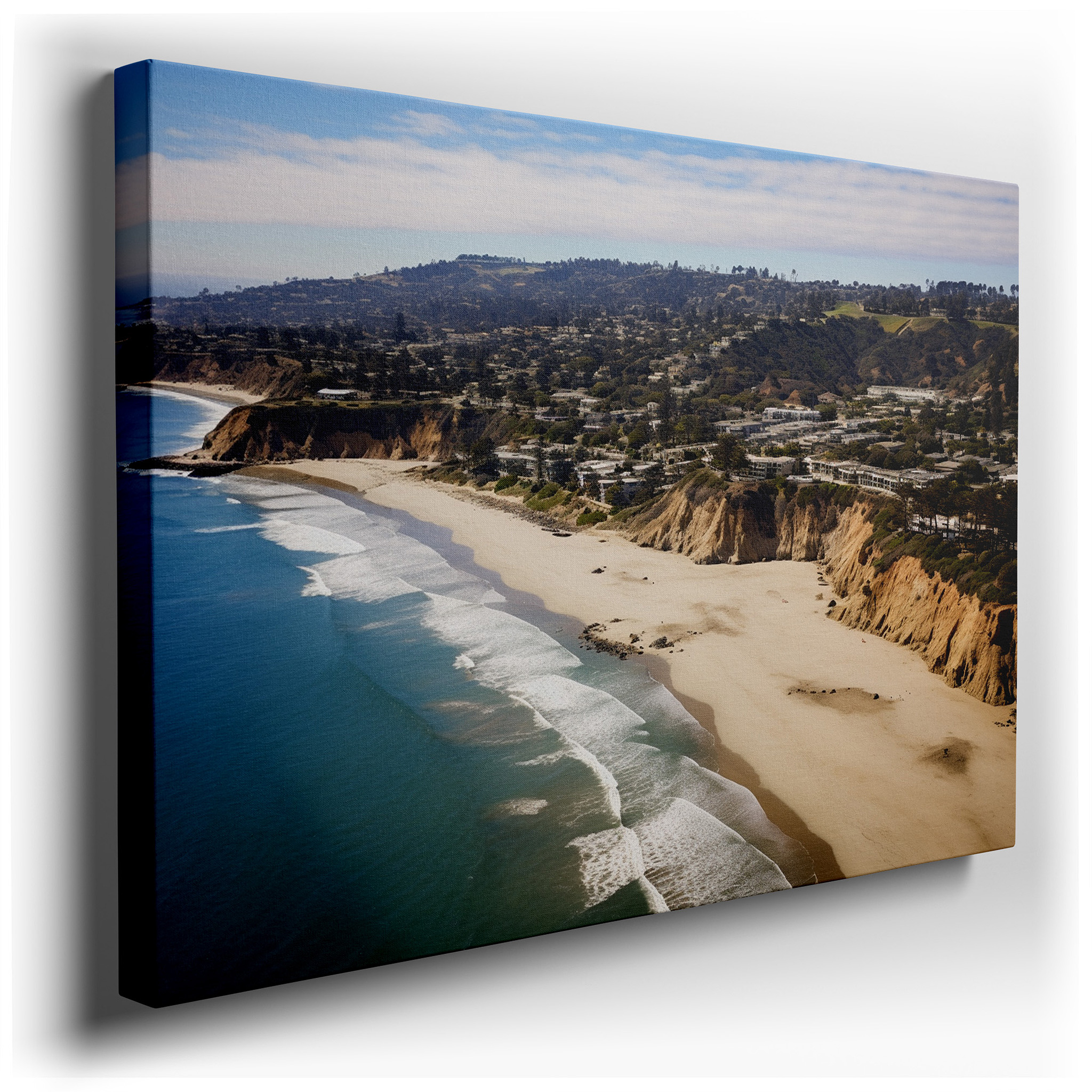 Tranquil Coastal Paradise Wall Art Featuring Lush Cliffs and Pristine Waters - Large Canvas for Home and Office Decor,