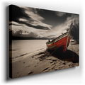 Tranquil Dusk and Abandoned Boat - Coastal Canvas Wall Art