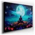 Tranquil Meditation Under the Celestial Moon - Abstract Canvas Wall Art