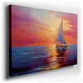 Tranquil Sailboat Journey - Fiery Sunset Canvas Wall Art