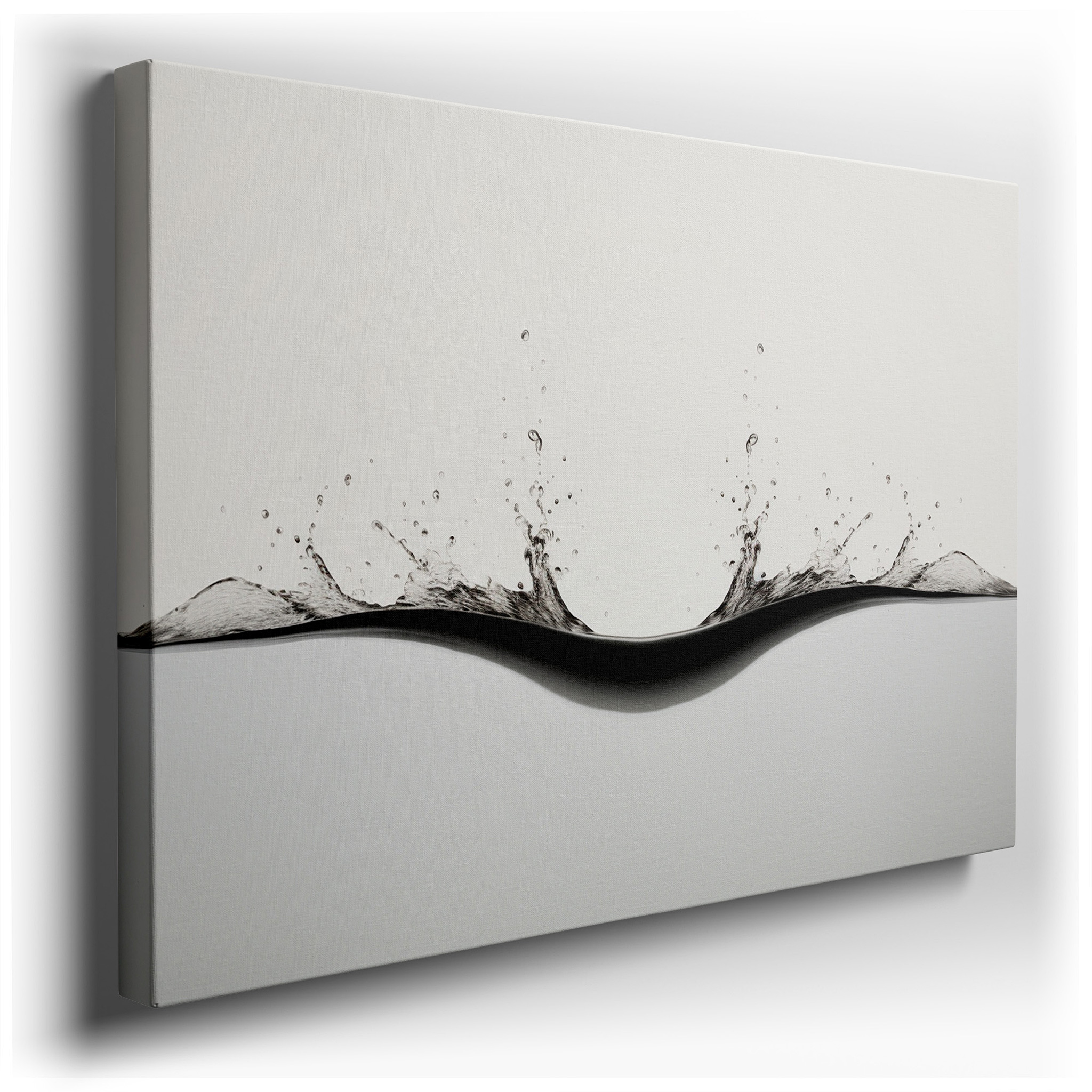 Tranquil Water Dynamics Wall Art: Minimalist White Large Canvas for Office, Bedroom, and Living Room Decor wrapped