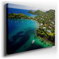 Tropical Coastline Aerial View - Blue and Green Canvas Wall Art