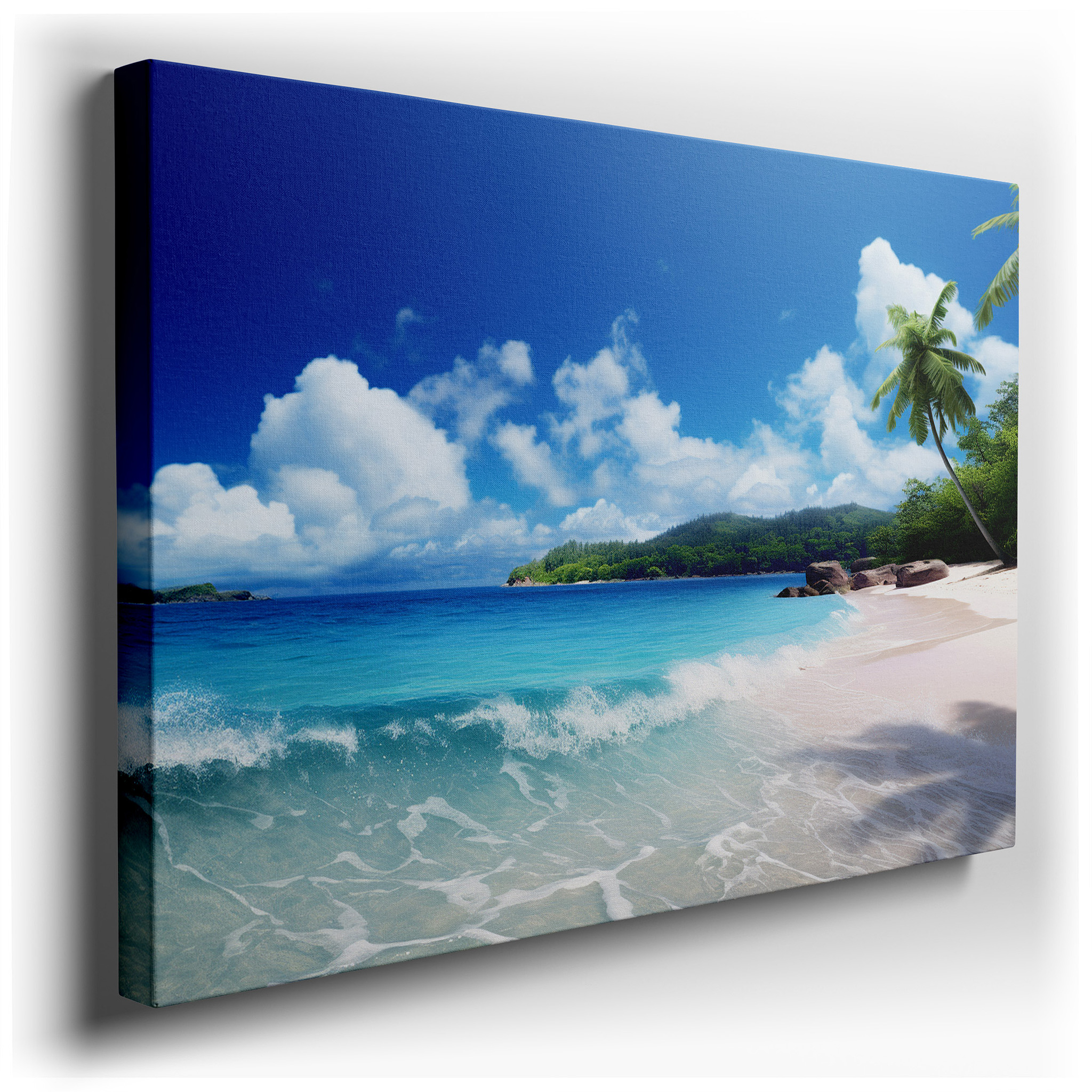 Tropical Serenity: Large Wall Art Featuring Turquoise Waters and White Sands for Office and Bedroom Decor wrapped
