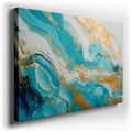 Turquoise and Gold Swirls - Abstract Canvas Wall Art