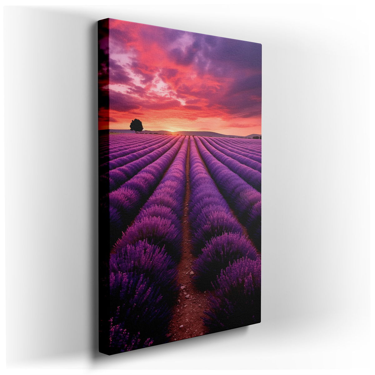 Twilight Lavender Fields - Serene Nature Canvas Wall Art