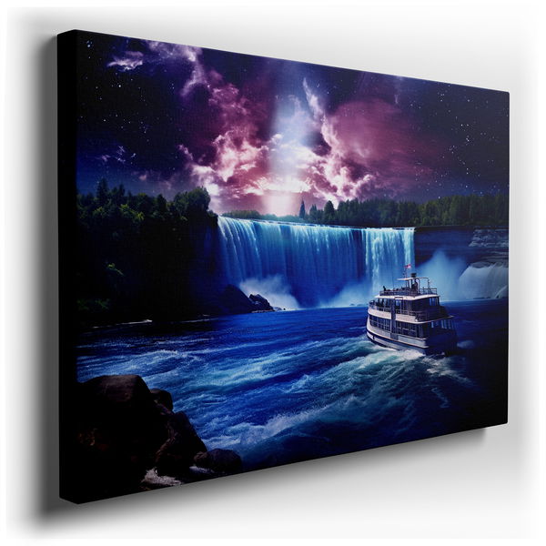 Twilight Majestic Waterfall - Ethereal Colors Canvas Wall Art