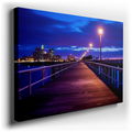 Twilight Pier and City Lights - Urban Serenity Canvas Wall Art