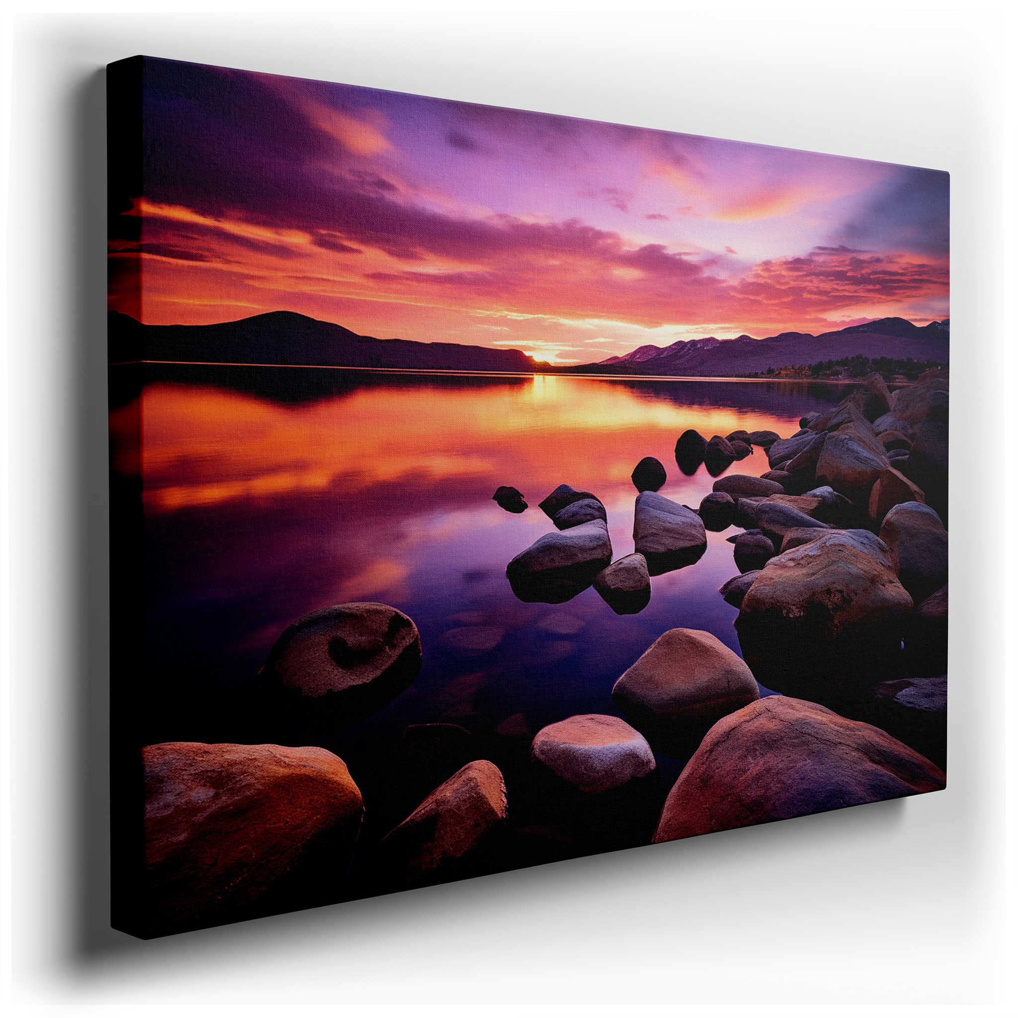 Twilight Serenity - A Symphony of Sky and Water in Tranquil Hues: Large Canvas Wall Art for Office and Bedroom Decor
