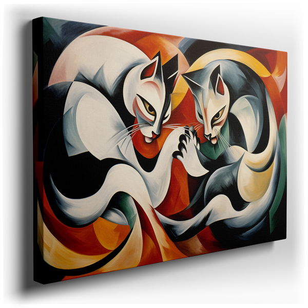 Colorful Embrace of Cats - Large Wall Art