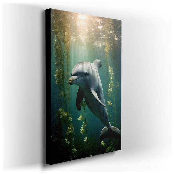 Underwater Dolphin Adventure - Colorful Canvas Wall Art