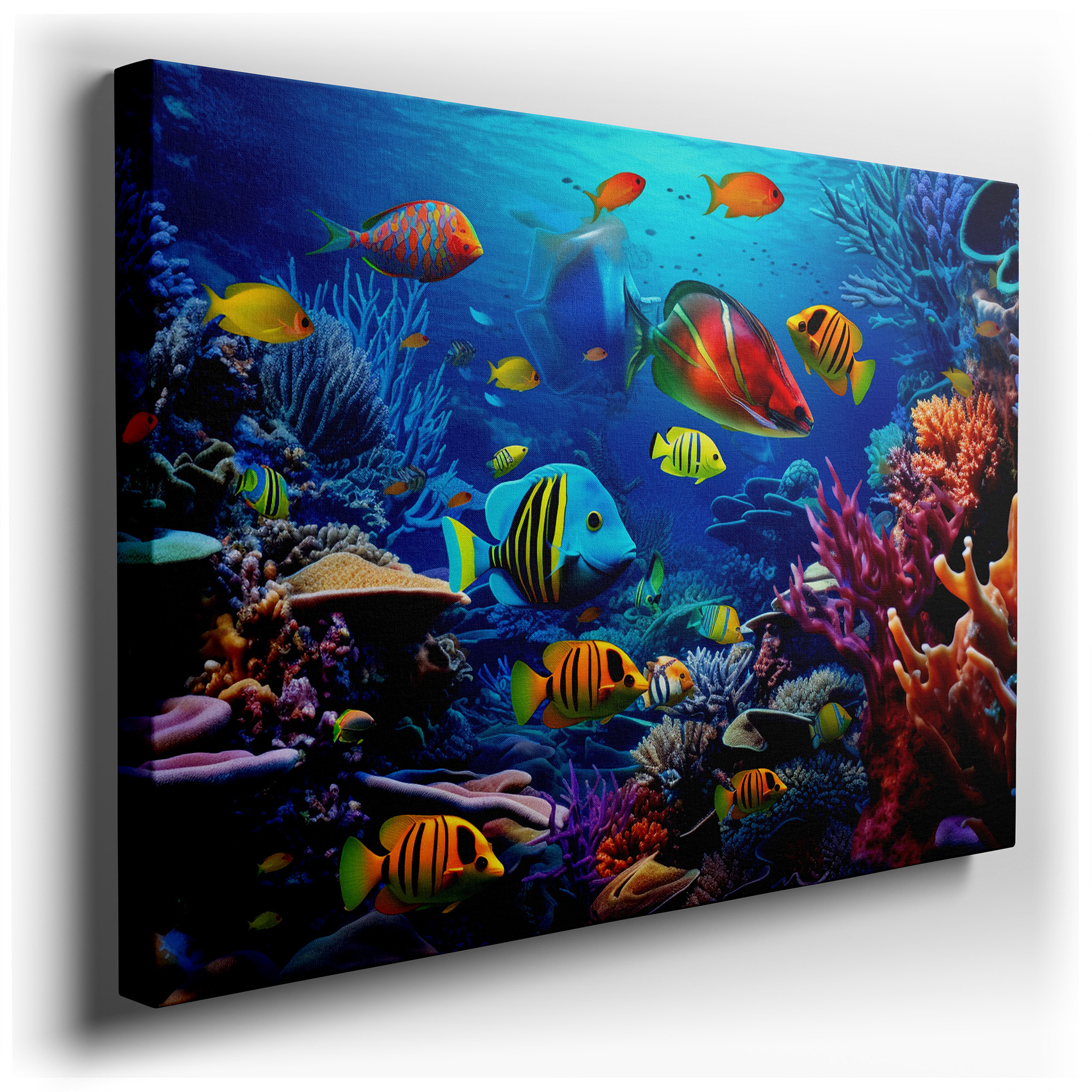 Underwater Majesty: Clownfish and Vibrant Coral Reefs Wall Art - Large Canvas for Home and Office Decor, Perfect for