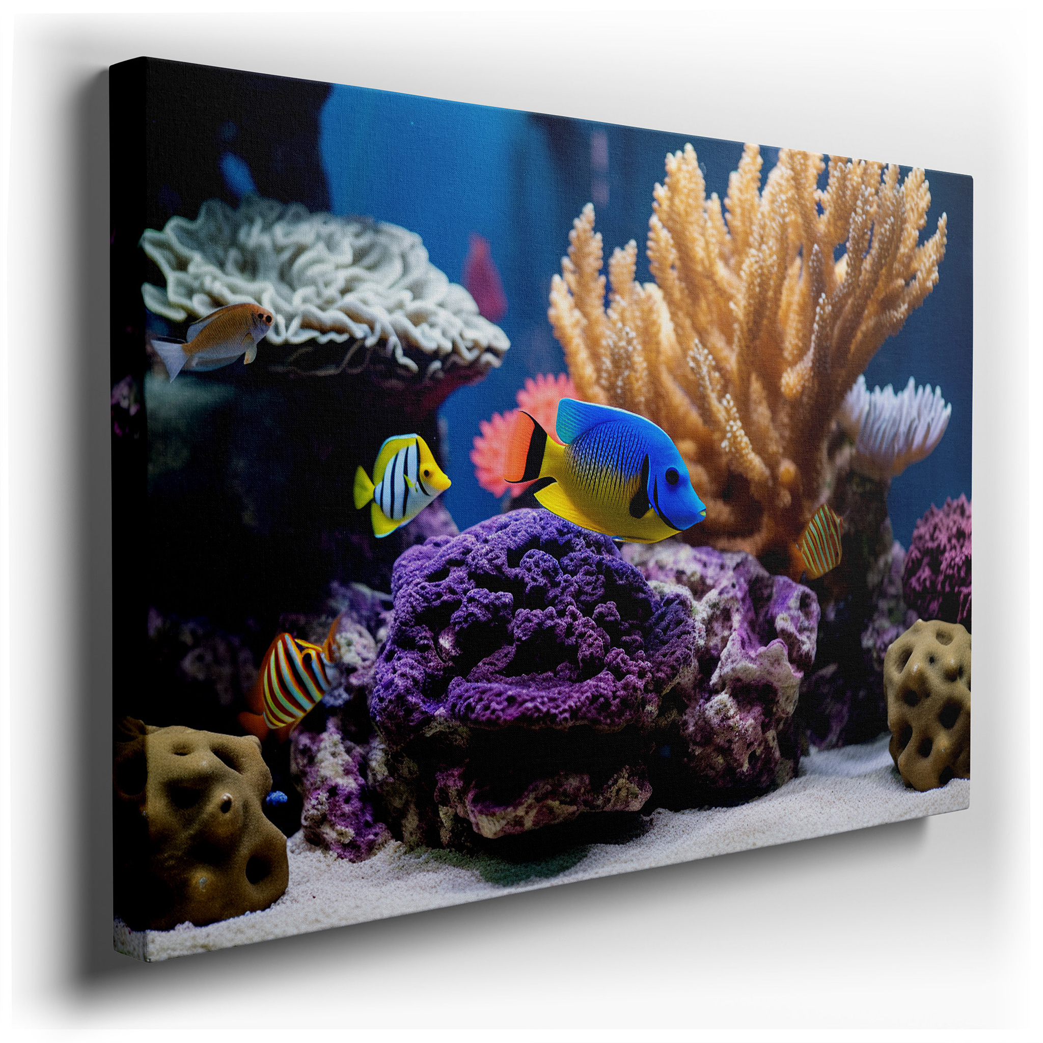 Underwater Paradise Wall Art: Lush Corals and Vibrant Marine Life - Large Canvas for Home and Office Decor, Perfect for