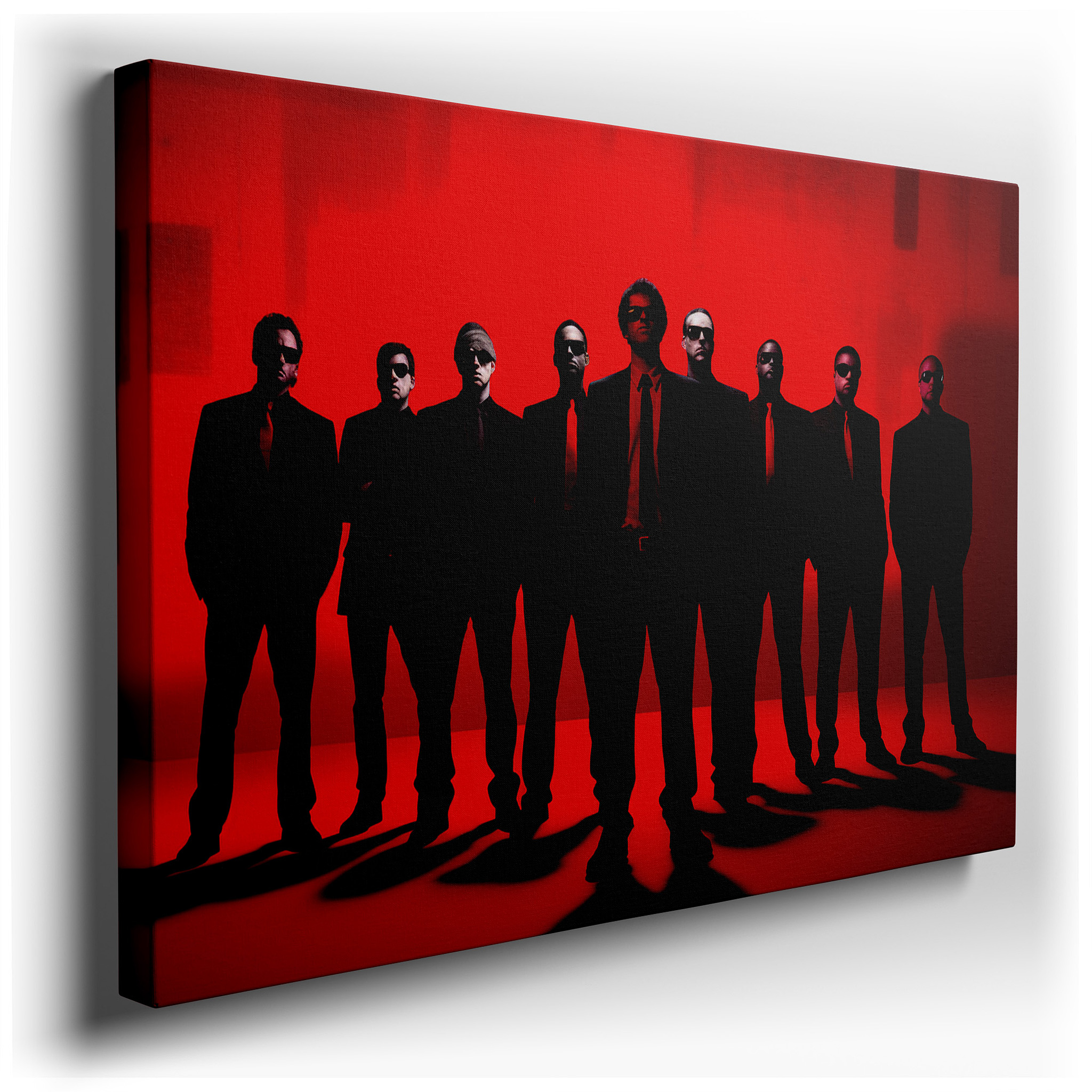 Unity and Professionalism Themed Wall Art Featuring Ten Figures Against a Bright Red Background, Large Canvas for