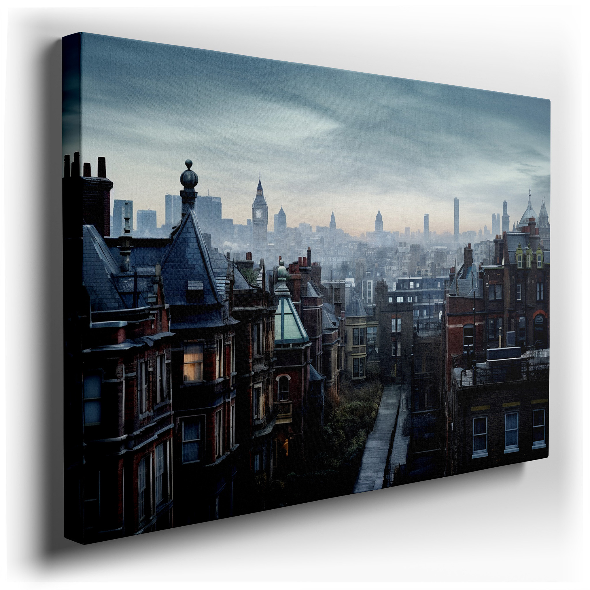 Urban Dusk: Solitude and Reflection Cityscape - Large Wall Art, Canvas, Decor for Office, Bedroom, and Living Spaces