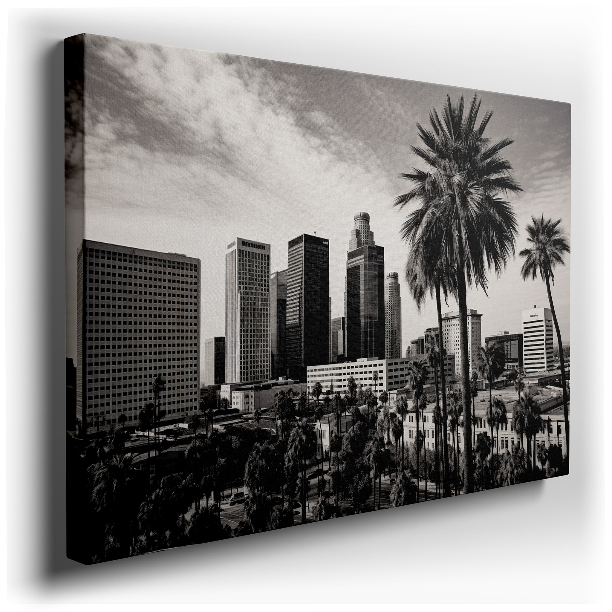 Urban Elegance in Black and White: A Serene Fusion of Nature and Architecture - Large Wall Art, Canvas Wall Art, Wall