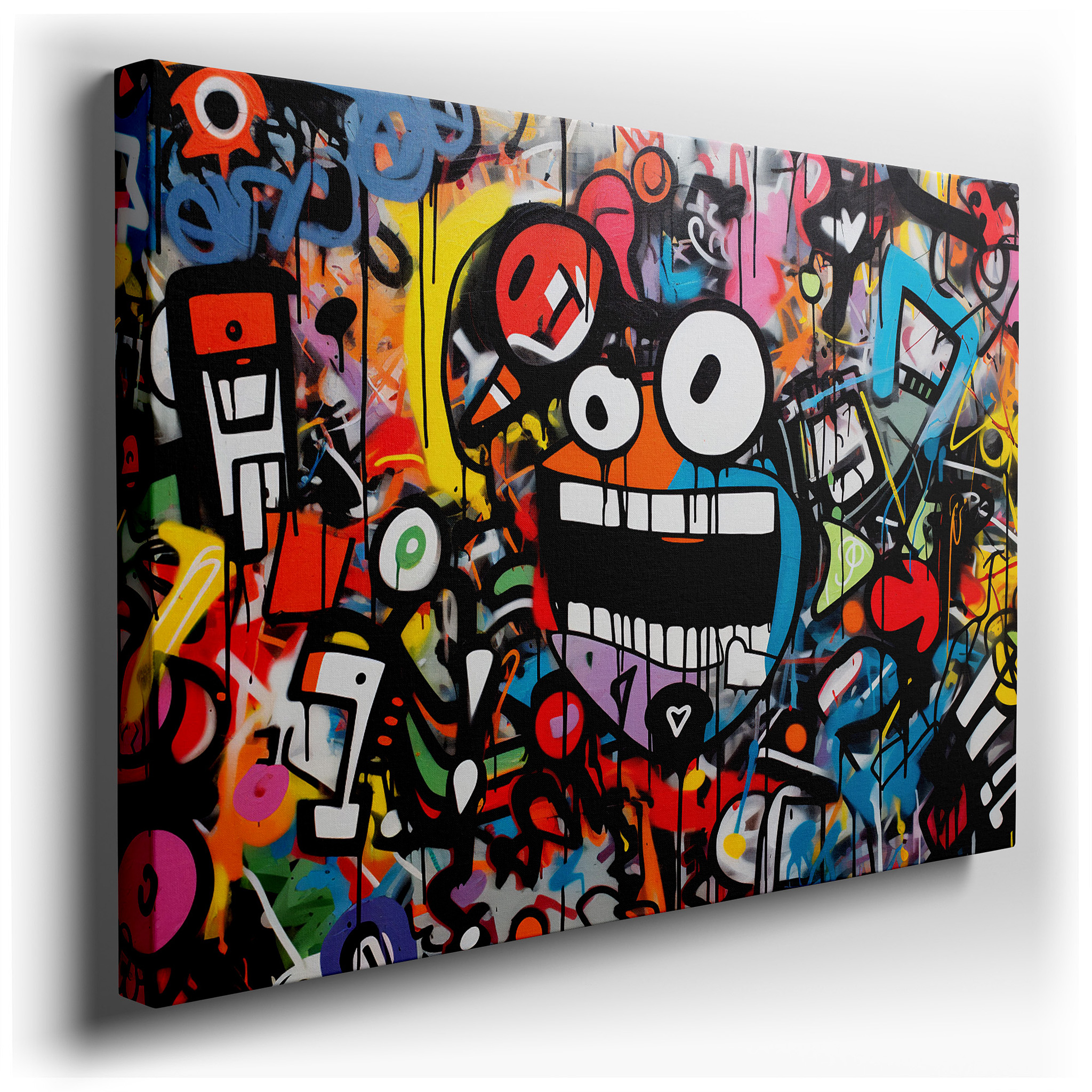 Urban Graffiti Wall Art: Dynamic, Vibrant, and Abstract Large Canvas for Home and Office Decor wrapped canvas - main