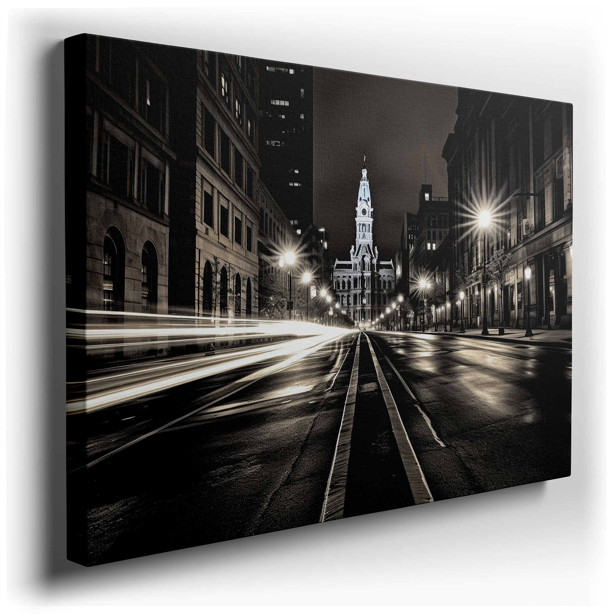 Urban Nightscape Wall Art: Symphony of Light and Shadow - Large Canvas for Home and Office Decor, Perfect for Living