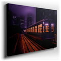 Urban Solitude and Mystery - Purple Train Canvas Wall Art
