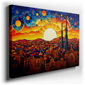 Urban Sunset in Stained Glass - Large Canvas Wall Art
