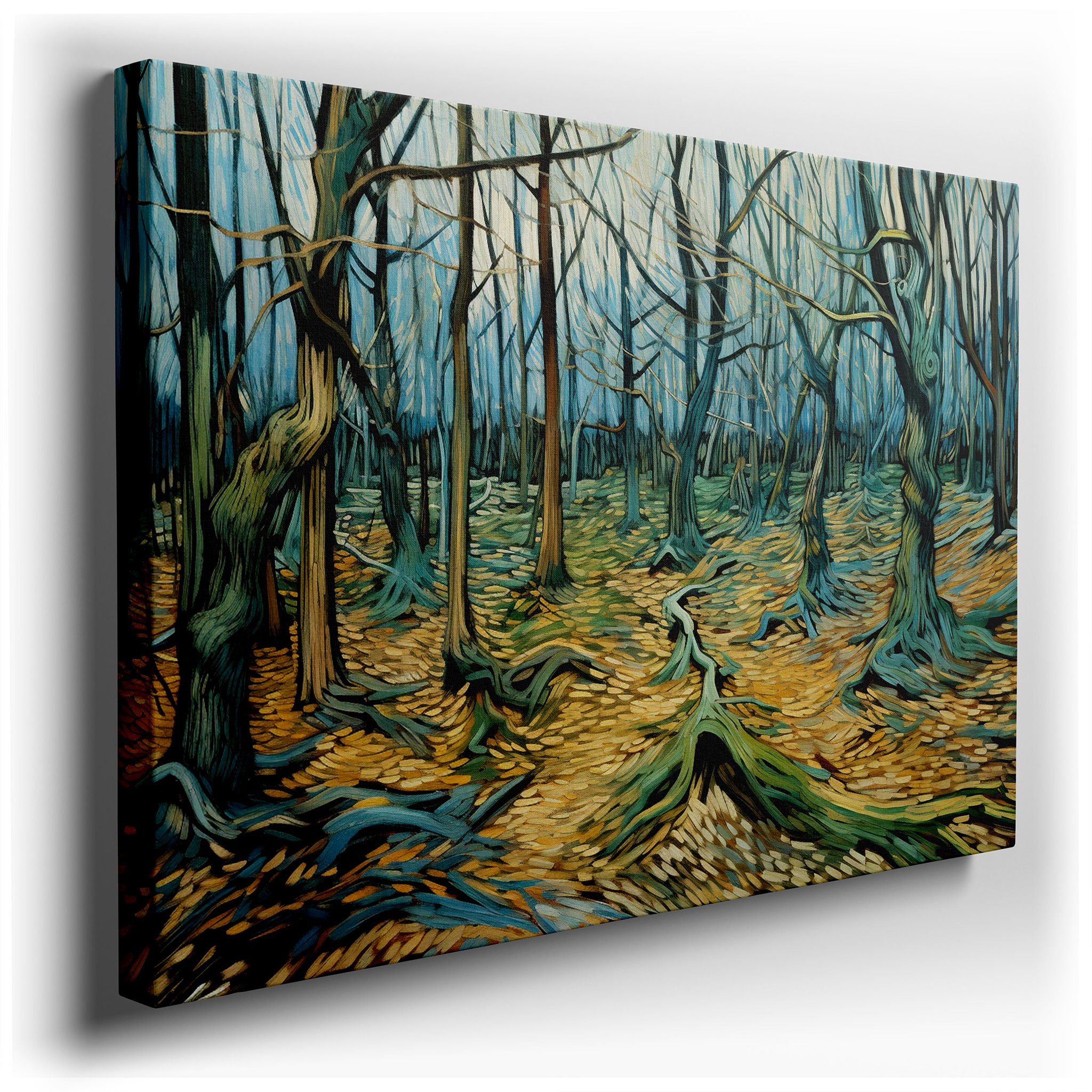 Van Gogh - Inspired Twisted Forest Scene, Vibrant and Emotional Nature Journey, Large Canvas Wall Art for Home and
