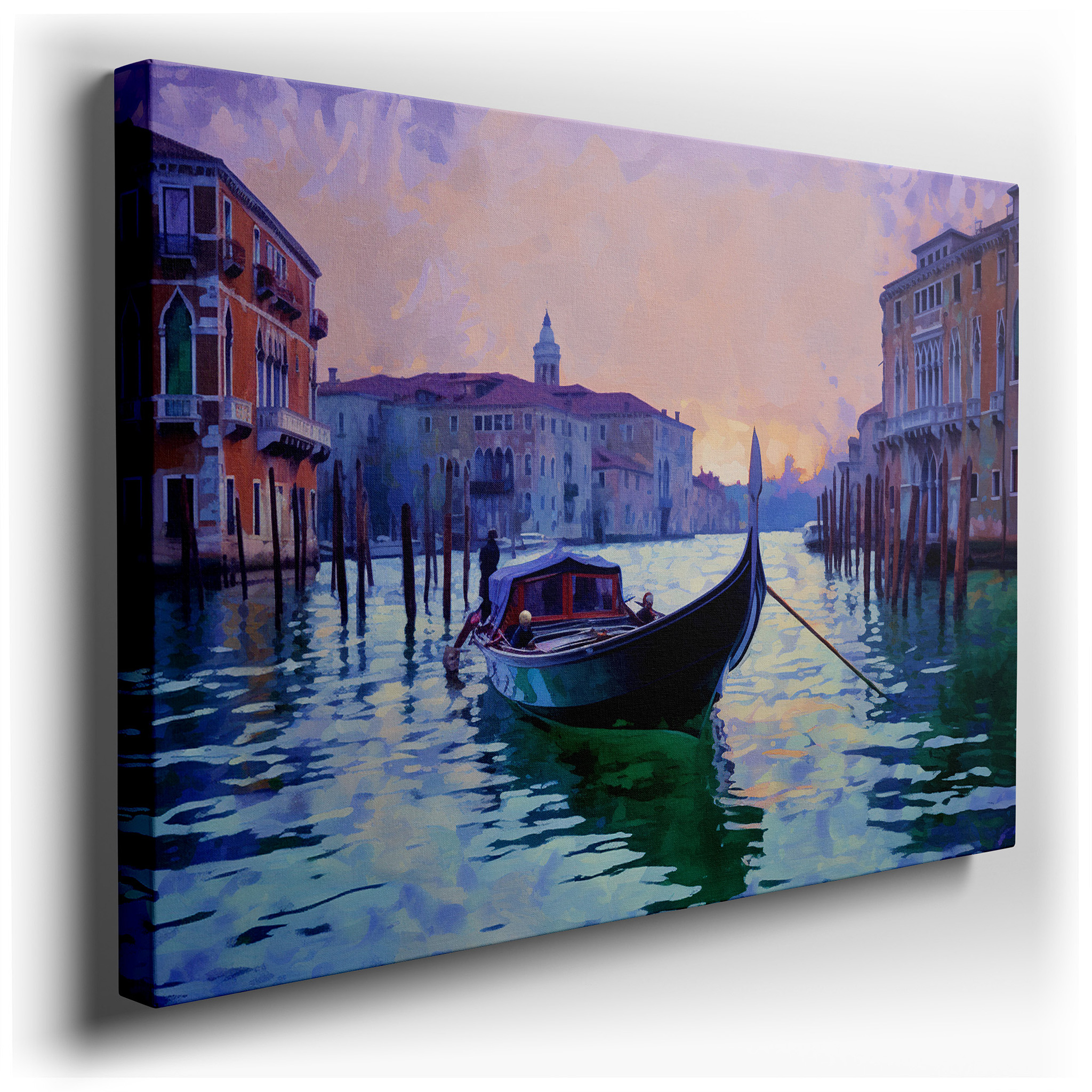 Venetian Sunset and Serene Gondola Ride Through Historic Canals Large Canvas Wall Art for Office and Bedroom Decor