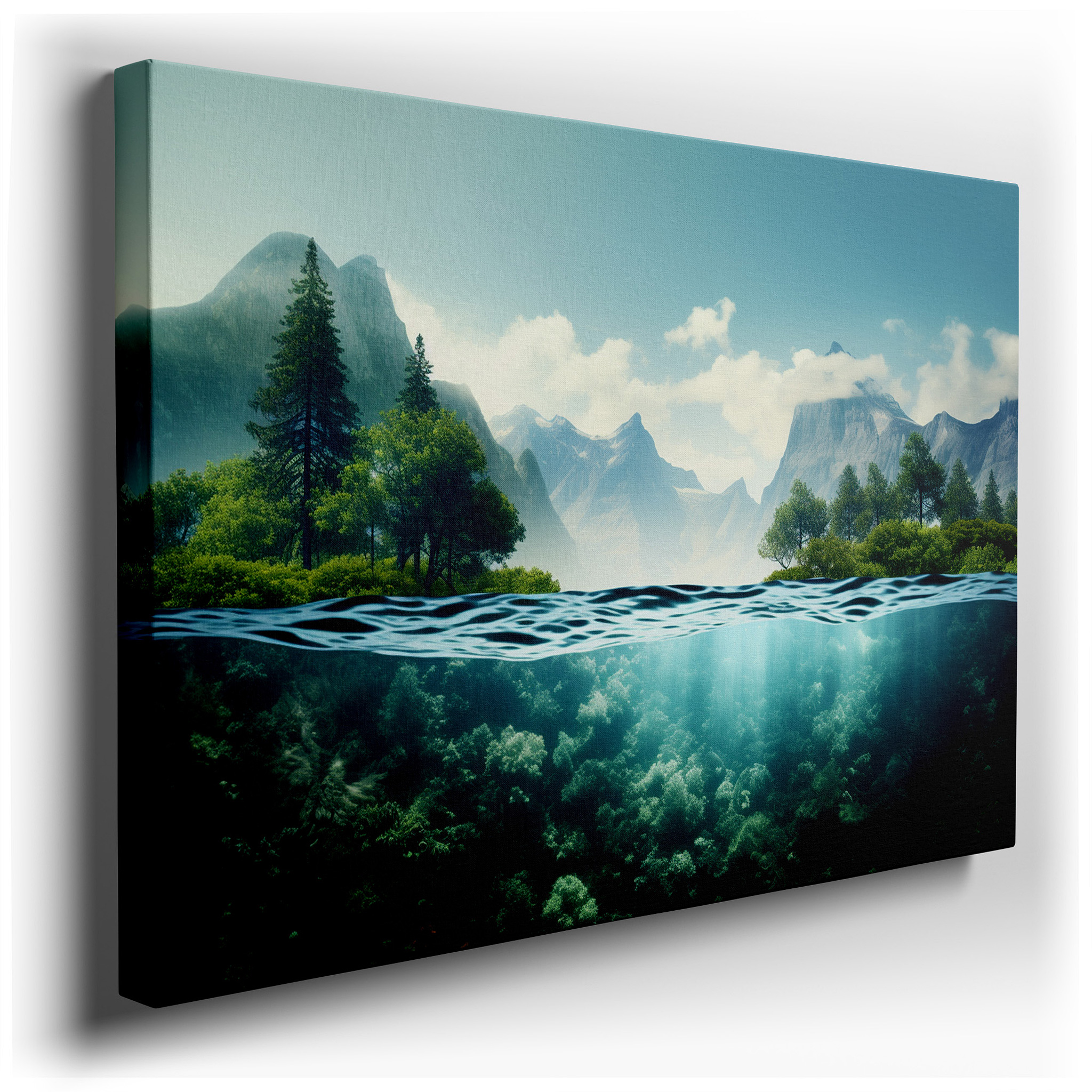 Verdant Forests to Tranquil Underwater Realms: A Seamless Fusion of Nature's Diversity - Large Wall Art, Canvas Wall