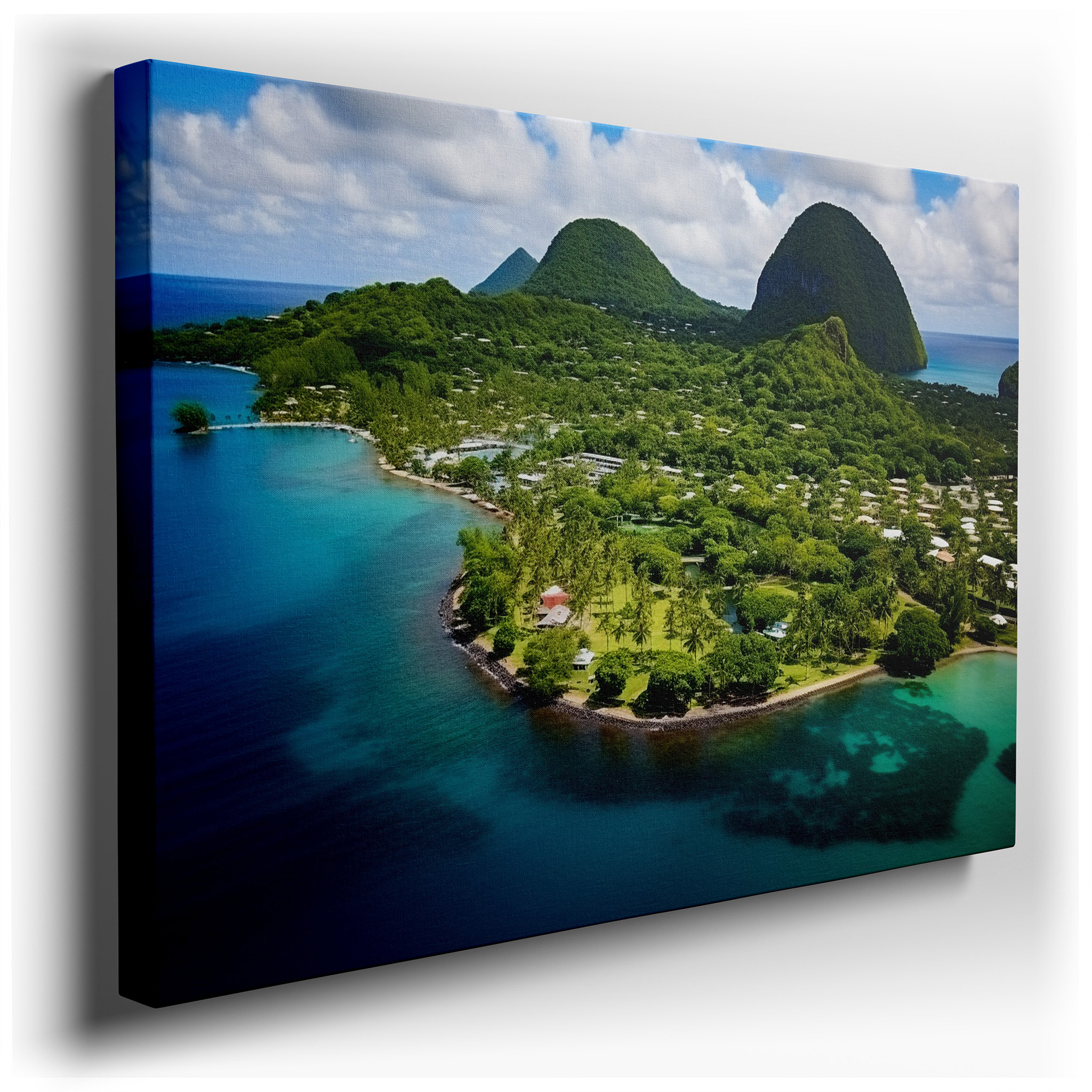 Verdant Isle Aerial Paradise Large Canvas Wall Art, Perfect for Office, Bedroom, and Living Room Decor wrapped canvas -