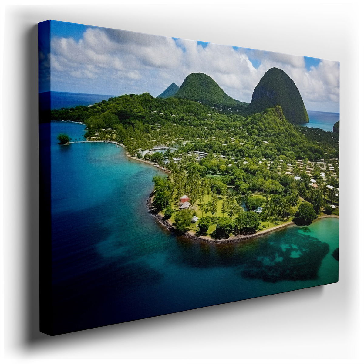 Verdant Isle Aerial Paradise - Coastal Canvas Wall Art