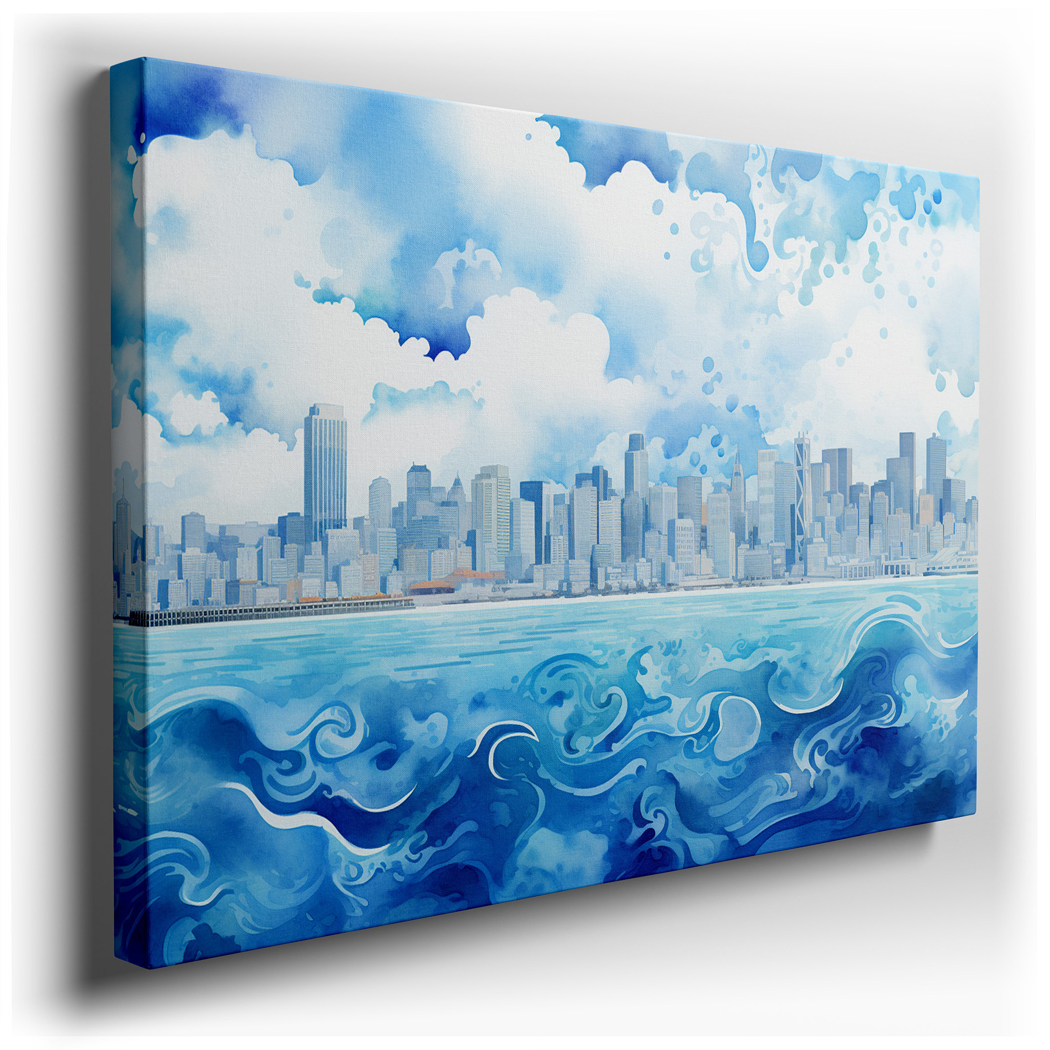 Vibrant Abstract Cityscape Artwork Showcasing Urban Vitality and Artistic Flair - Ideal for Large Wall Spaces, Canvas