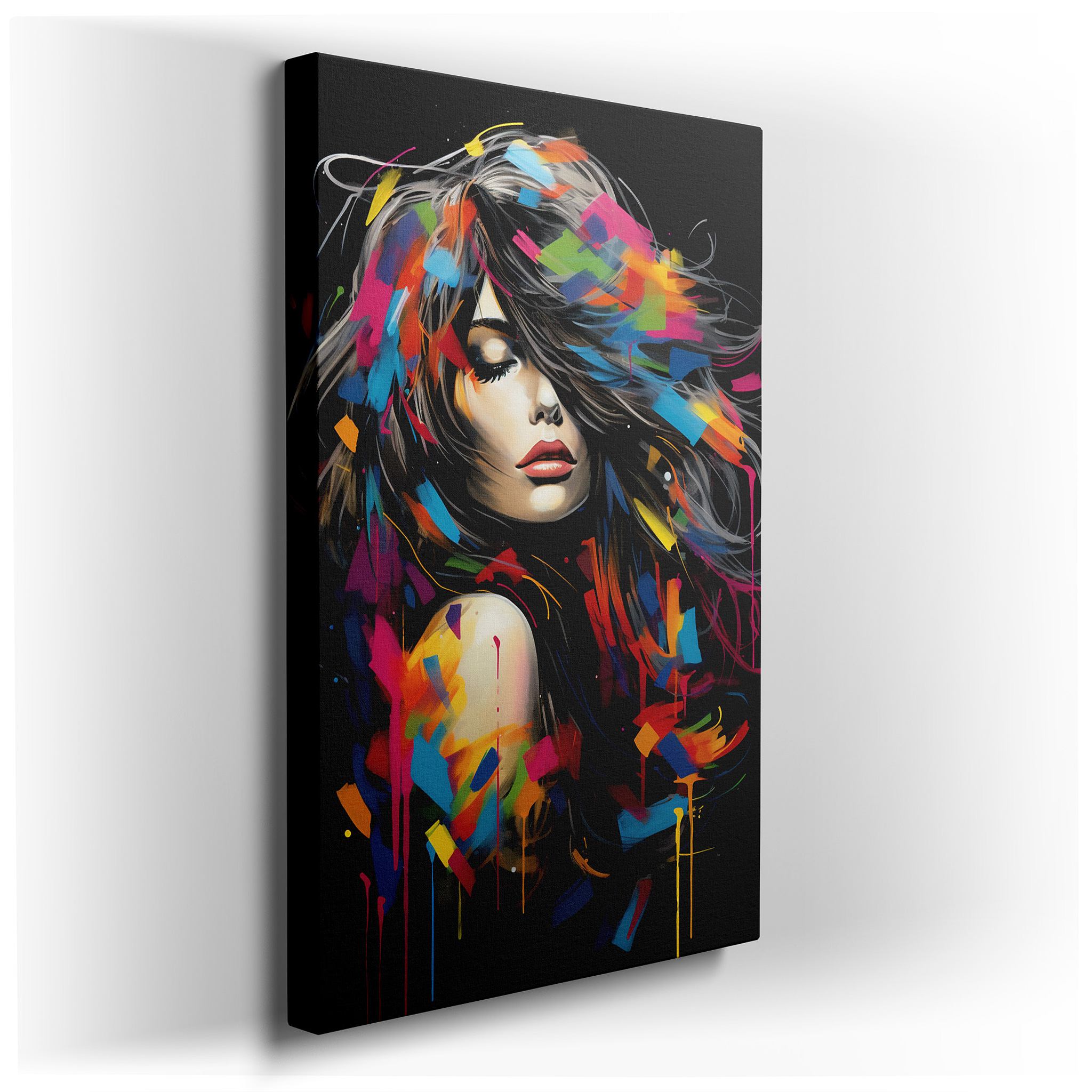 Vibrant Abstract Female Essence: Emotion and Creativity Dance Large Canvas Wall Art for Office and Bedroom Decor