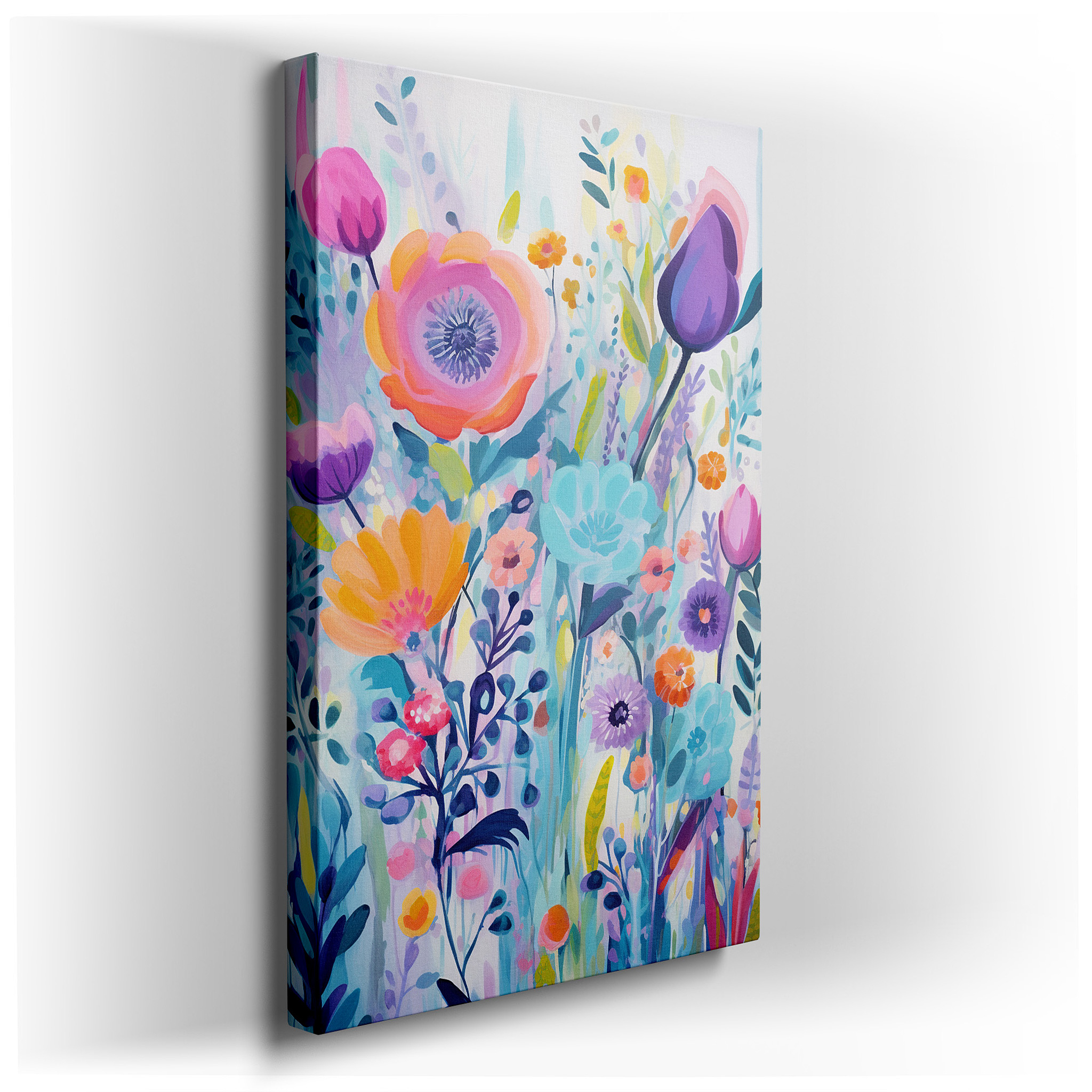 Vibrant Abstract Floral Masterpiece Featuring Dynamic Shapes and Bright Colors to Celebrate Nature's Beauty - Large