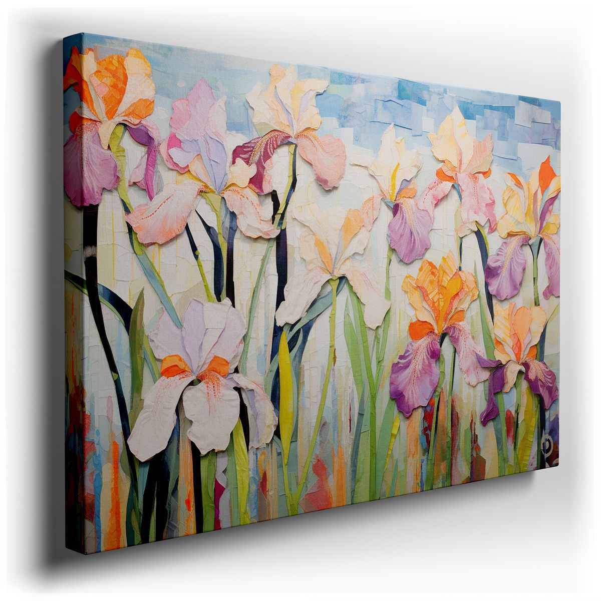 Vibrant Abstract Irises Canvas Art for Office & Living Room