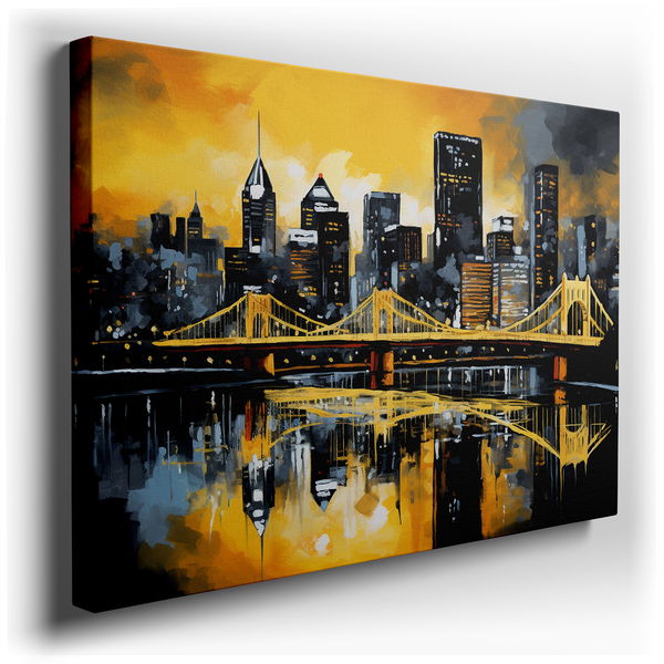 Vibrant Abstract Pittsburgh Skyline Canvas for Home Decor