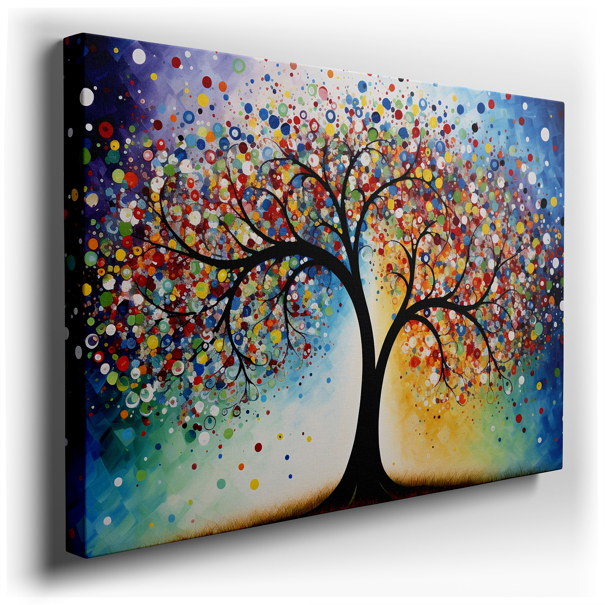 Vibrant Abstract Tree of Life, Symbolizing Growth and Harmony, Large Canvas Wall Art for Office and Bedroom Decor