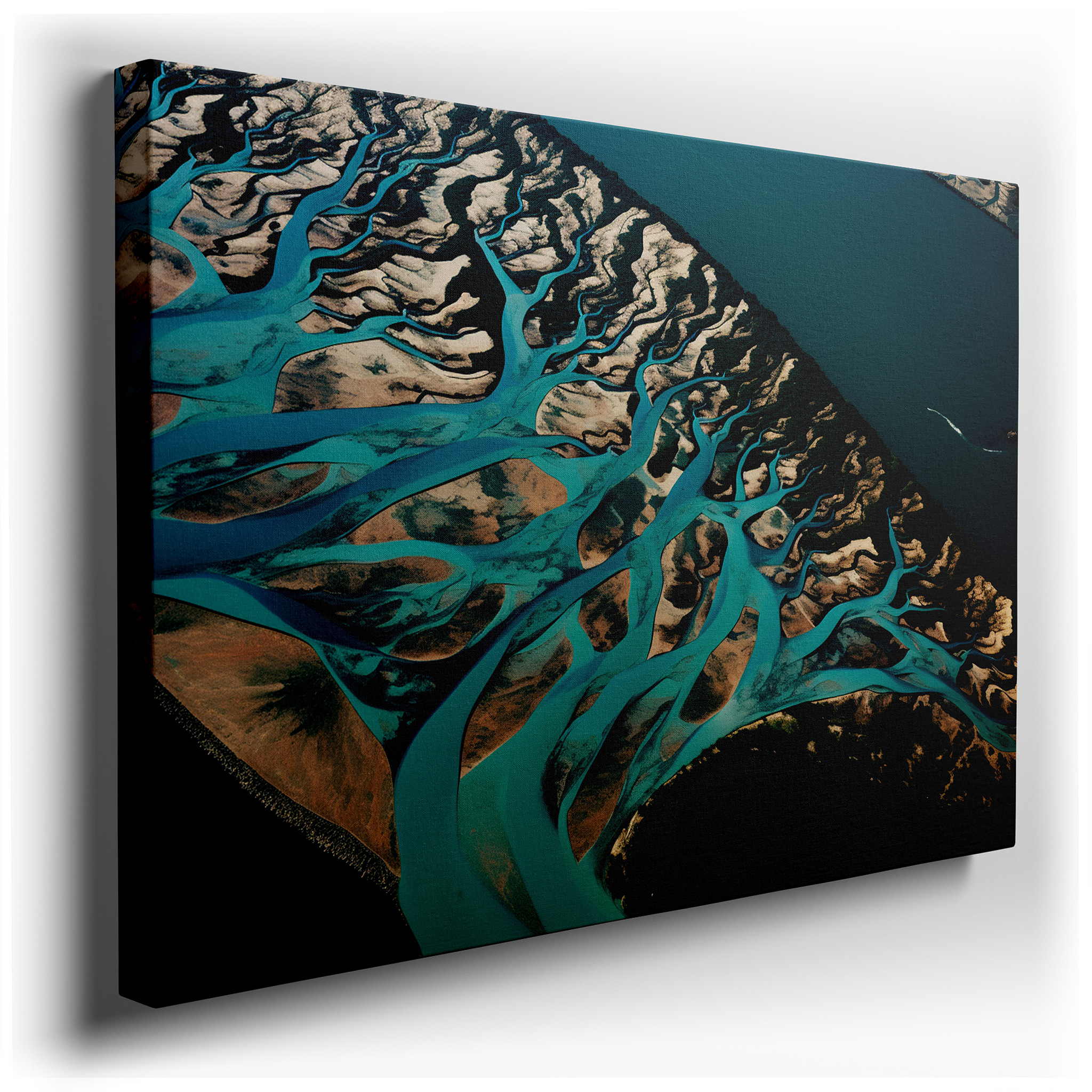 Vibrant Aerial River Landscapes on Expansive Canvas, Large Wall Decor for Office wrapped canvas wall art - main product
