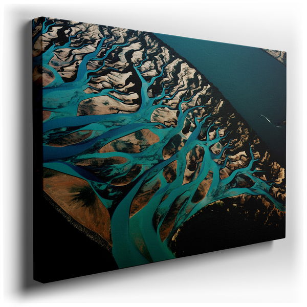Vibrant Aerial River Landscapes - Abstract Canvas Wall Art