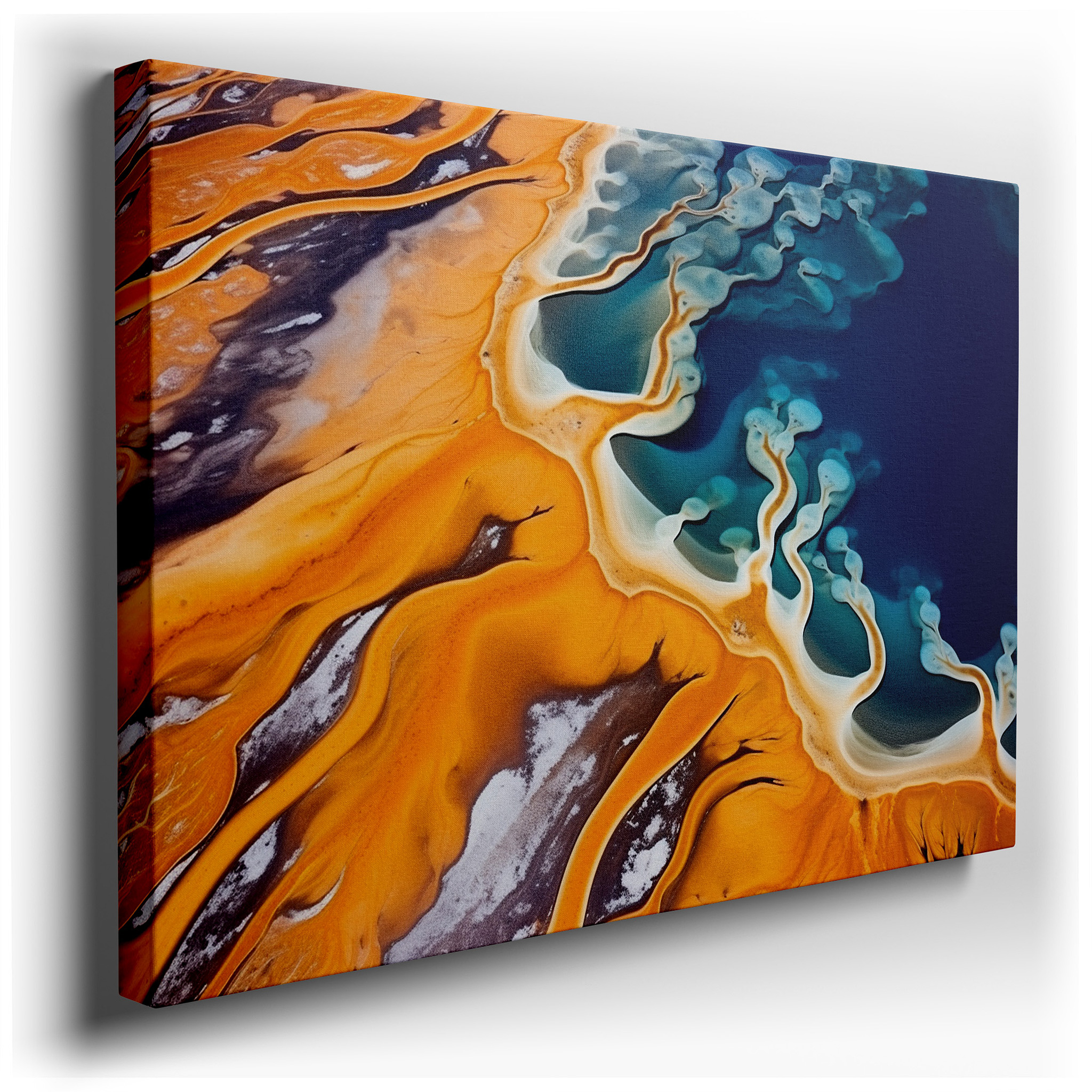 Vibrant Aerial Symphony of Hot Springs Canvas Wall Art, Celebrating Nature's Craftsmanship, Ideal for Office and Home