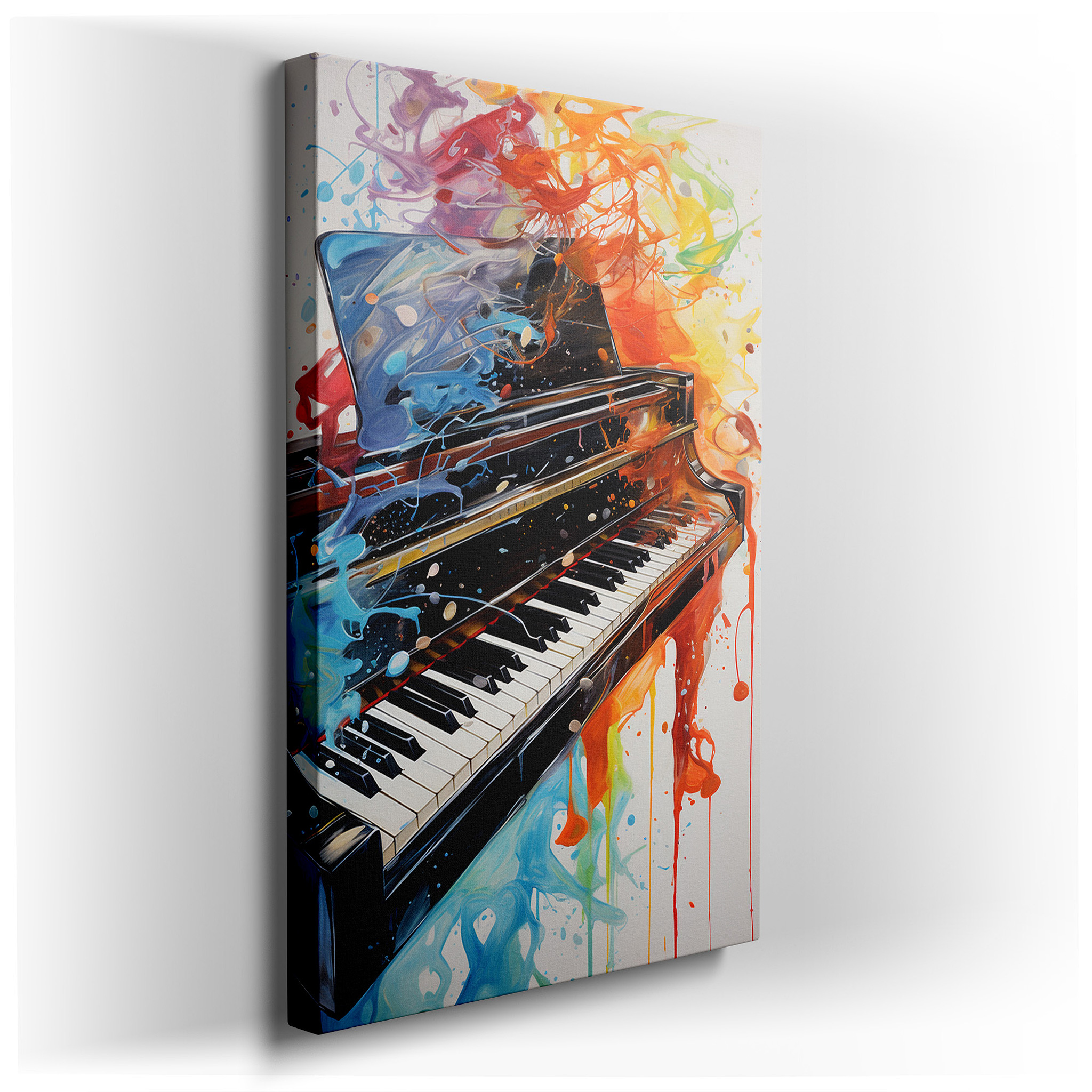 Vibrant and Dynamic Grand Piano Abstract Symphony Large Canvas Wall Art for Office and Bedroom Decor wrapped canvas -