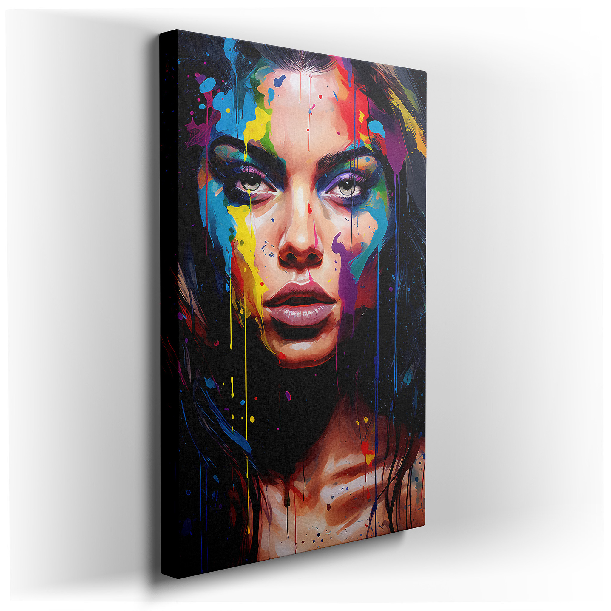 Vibrant and Expressive Woman's Portrait Celebrating Creativity and Diversity - Large Canvas Wall Art for Home and