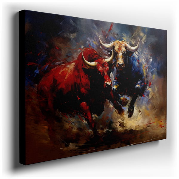 Vibrant Bulls in Motion - Canvas Wall Art