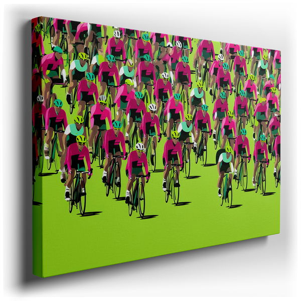 Vibrant Cycling Race - Dynamic Colors Canvas Wall Art