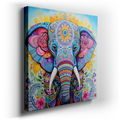 Vibrant Elephant - Floral Joy Canvas Wall Art