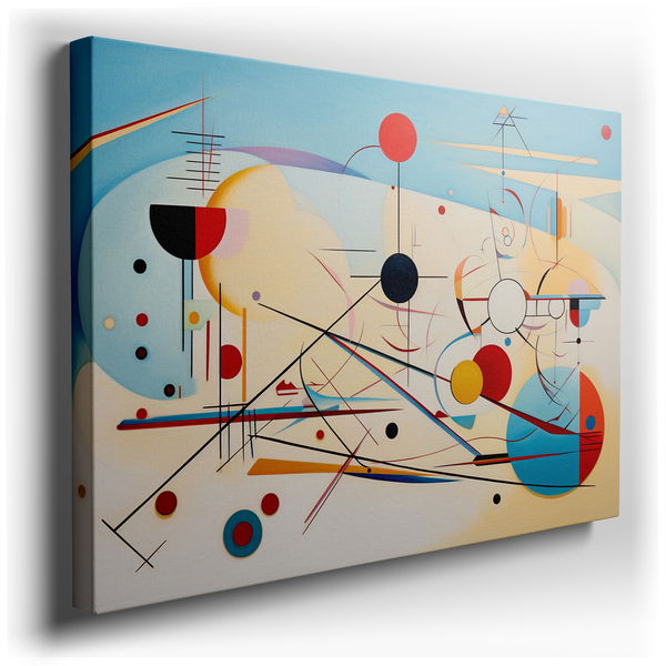 Vibrant Geometric Art Featuring Circles and Lines - Large Wall Art