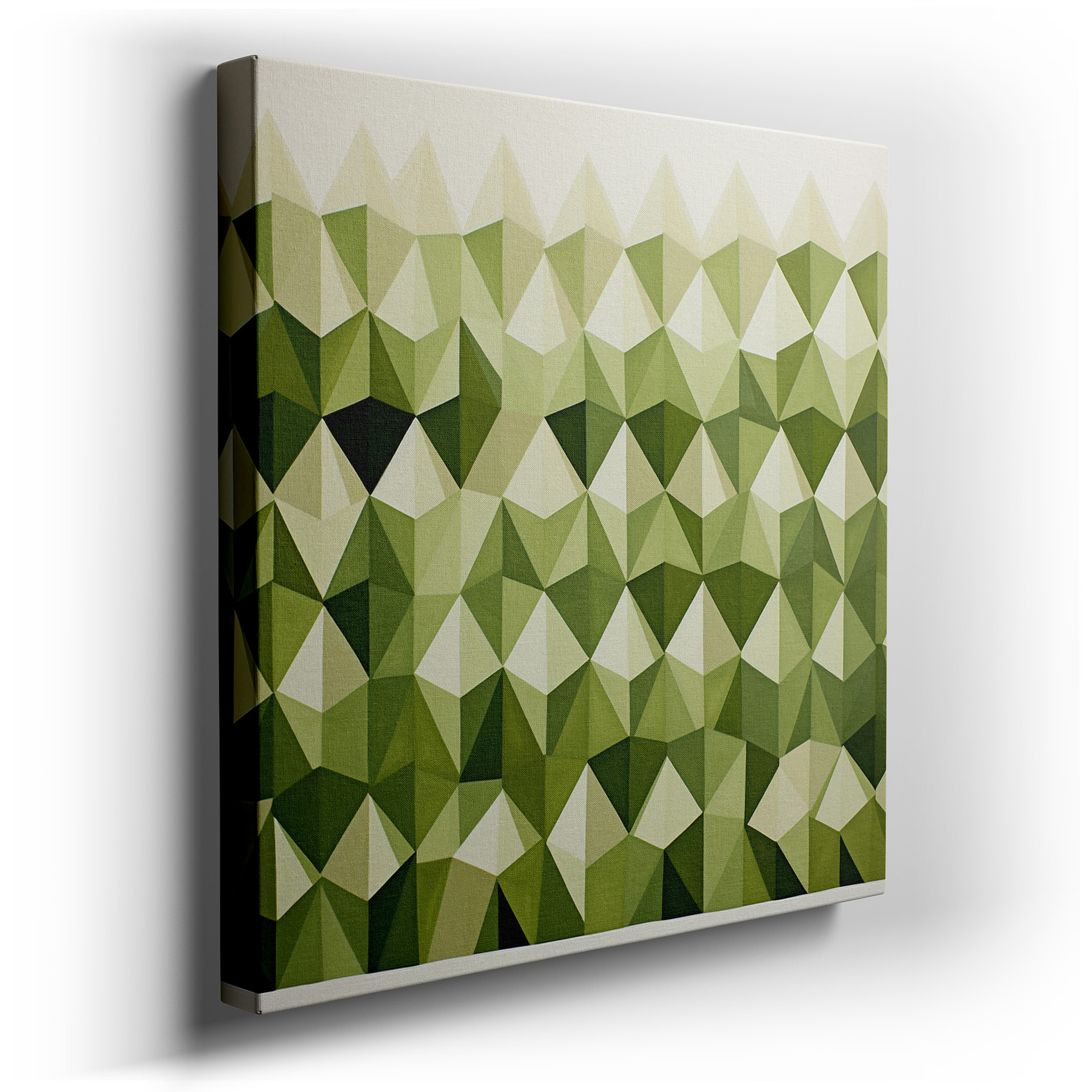 Vibrant Green Triangles: A Modern Tribute to Motion and Illumination, Oversized Wall Art, Canvas Art, Wall Decor for